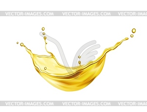 Реалистичные брызги жидкого желтого масла, пива или сока - рисунок в векторе