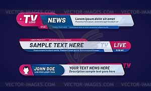 News bar lower third header, tv headline - vector image