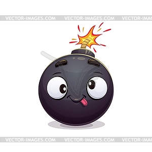 Cartoon bomb character with bewildered expression - vector image