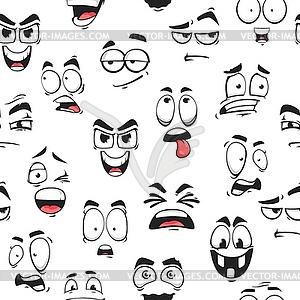 Cartoon funny emoji faces seamless pattern, smiles - vector clipart