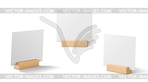 Card table holders, menu display stand mockup - vector clipart