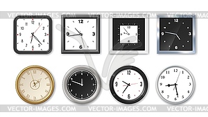 Watch face, realistic wall clockwise set - vector image