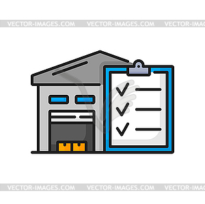 Warehouse enterprise, planning board to do list - vector clipart