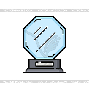 Наградной трофей - стеклянная статуэтка, приз за фильм или спорт - векторный клипарт Royalty-Free
