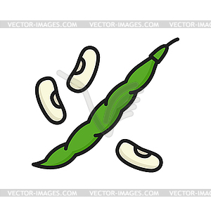 Pea pod legume bean raw food line icon - vector clipart