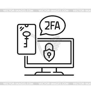 2FA password authentication, 2 factor verification - vector image