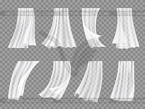 Белый тюль для окон, занавески или прозрачная вуаль - векторное изображение EPS
