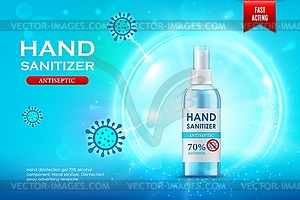 Realistic hand sanitizer spray bottle, antiseptic - vector clipart