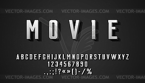 Old movie font, cinema type, film poster typeface - vector image