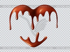 Растопленное шоколадное сердечко, сладкий конфетный десерт для любви - клипарт в формате EPS