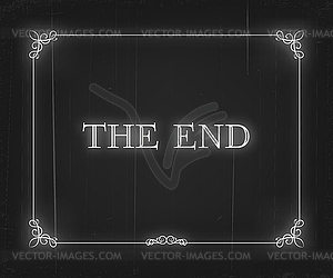 Silent movie cinema film end screen vintage border - vector clip art