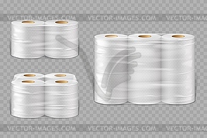 Realistic toilet towel paper, 3d tissue - vector clipart