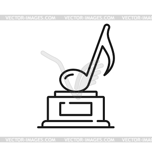Trophy, music award line icon, winner music note - vector clipart