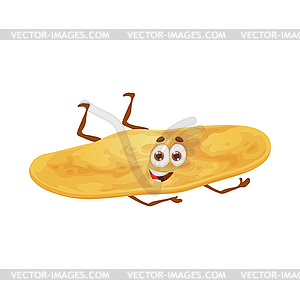 Cartoon Indian chapati bread character, bakery - vector image