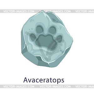 Avaceratops dinosaur footprint fossil stone - vector image