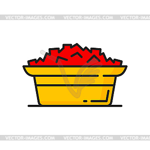 Красная паста в миске азиатская еда значок религии джайнизма - векторизованное изображение клипарта