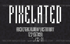 Pixel font, 8 bit geometric alphabet typeface - vector image