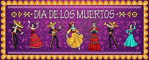 Mexican dead day characters, mariachi and Catrin - vector image