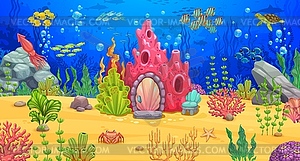 Cartoon underwater landscape for game level map - vector image