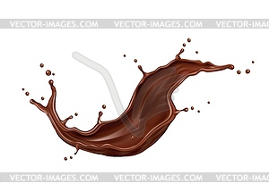 Реалистичные капли брызг шоколадной волны - клипарт в векторе