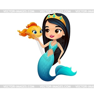 Cartoon mermaid character, underwater girl - vector clip art