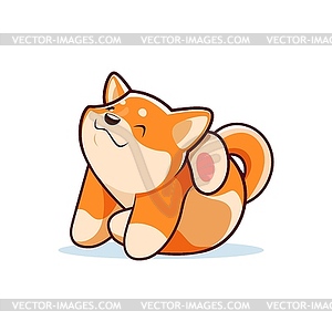 Cartoon happy shiba inu dog scratching its ear - vector clipart