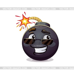 Мультяшный улыбающийся персонаж-бомба в солнцезащитных очках - изображение в векторе / векторный клипарт