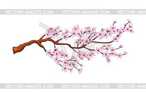 Мультяшное цветение вишни, предмет китайского нового лунного года - рисунок в векторе