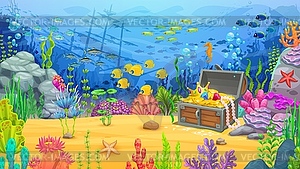 Игровой уровень подводный пейзаж мультяшный фон - стоковый векторный клипарт