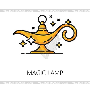 Magic lamp, witchcraft icon, Aladdin lantern sign - vector image