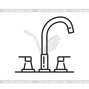 Tap kitchen and bathroom faucet outline icon - vector clipart