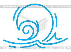 Sea wave line icon, ocean water ripple, tide surf - vector clip art