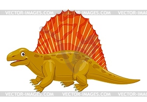 Dimetrodon dinosaur cheerful cartoon character - vector image