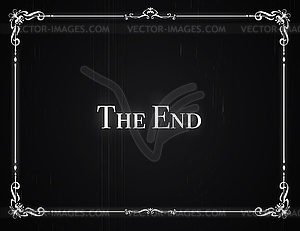 Silent movie film End screen with vintage border - vector image