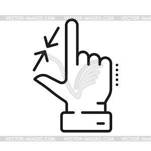 Измените размер жеста руки для увеличения и уменьшения - векторизованный клипарт