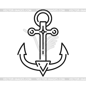 Marine sailing vessel anchor outline icon or sign - vector clip art