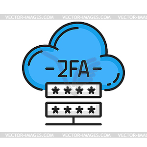 Значок двухфакторной проверки 2FA, код безопасности - клипарт Royalty-Free