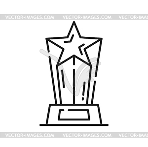 Star trophy award statuette icon, victory prize - vector image