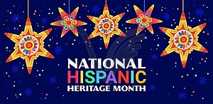 National hispanic heritage month banner with stars - vector clip art