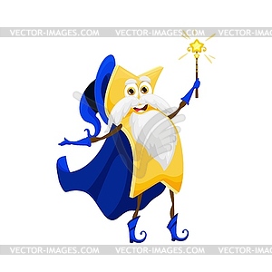 Cartoon korte tagliatelle pasta wizard character - vector clipart