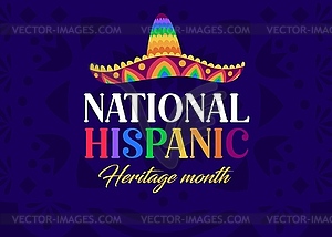 Sombrero hat on national hispanic heritage month - vector image