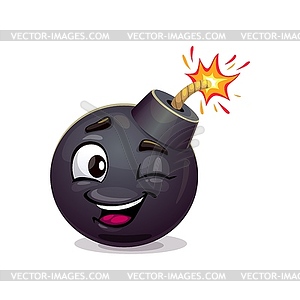 Cartoon bomb character with mischievous wink - vector clip art