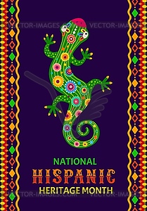 Этнический орнамент в виде ящерицы, национальное латиноамериканское наследие - цветной векторный клипарт