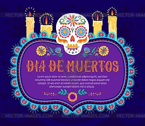 Рамка для мексиканского праздничного баннера Dia de los muertos - векторный графический клипарт
