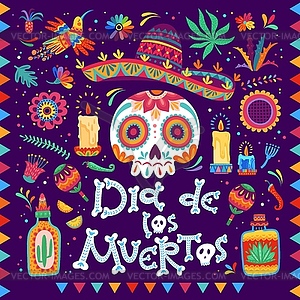 Мексиканский праздничный баннер Dia de los muertos - векторный клипарт EPS