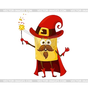 Cartoon Halloween quadretti pasta wizard character - vector clipart
