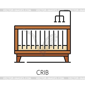 Crib or infant bed, furniture icon, home interior - color vector clipart