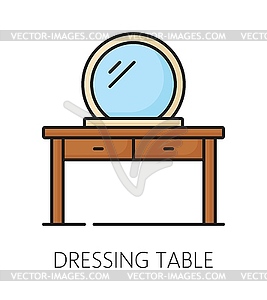 Dressing table, furniture icon for home interior - vector image