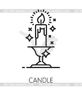 Candle, witchcraft and magic thin line icon - vector image