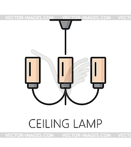 Ceiling lamp, furniture icon of home room interior - vector clip art
